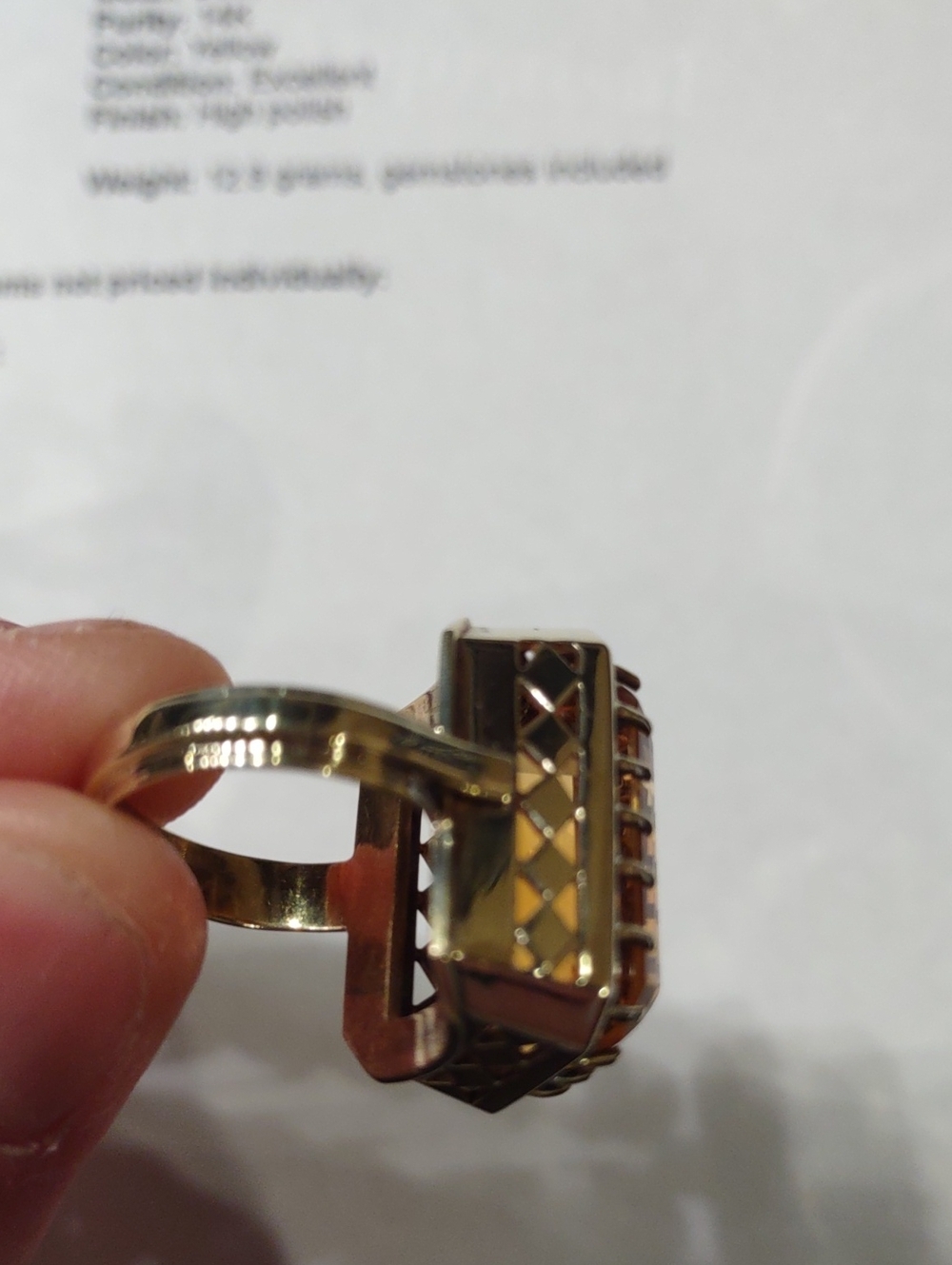 Citrine 14kt Yellow Gold Emerald-Cut Ring 15 Carat Stone Appraisal Natural Stone - Picture 9 of 12